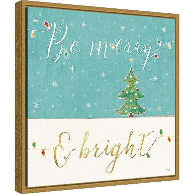 Amanti Art Be Merry and Bright Christmas Tree Framed Canvas Wall Art