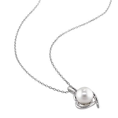 Stella Grace Sterling Silver Diamond Accent & Freshwater Cultured Pearl Pendant