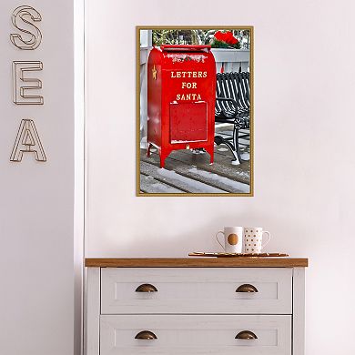 Amanti Art Letters for Santa Red Mailbox with Snow Framed Canvas Wall Art