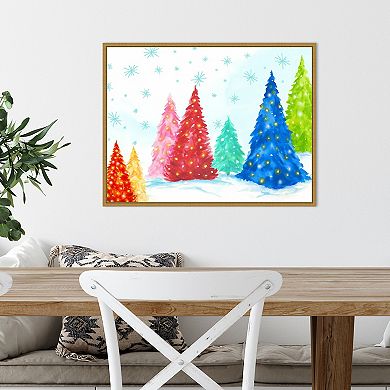 Amanti Art Magic Christmas Trees I Framed Canvas Wall Art