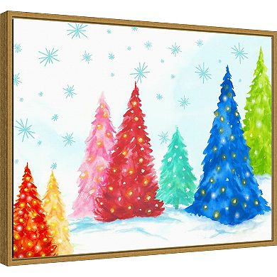 Amanti Art Magic Christmas Trees I Framed Canvas Wall Art