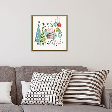 Amanti Art Merry and Bright Christmas Tree Square Framed Canvas Wall Art