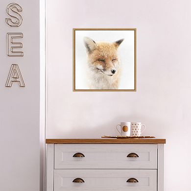 Amanti Art Satisfied Fox Framed Canvas Wall Art