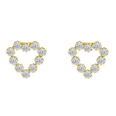 Kids' 14k Gold 1.5 mm Cubic Zirconia Heart Stud Earrings