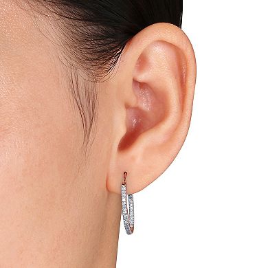 Stella Grace 10k Rose Gold 1/4 Carat T.W. Diamond Inside-Out Hoop Earrings