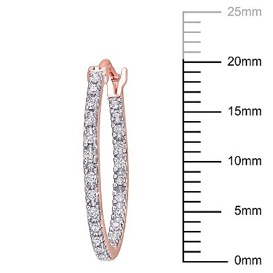 Stella Grace 10k Rose Gold 1/4 Carat T.W. Diamond Inside-Out Hoop Earrings