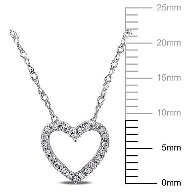 Stella Grace 14k White Gold 1/10 Carat T.W Diamond Heart Pendant Necklace 