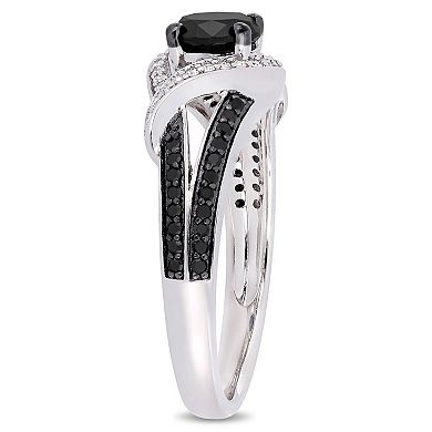 Stella Grace 10k White Gold 1 Carat T.W. Black & White Diamond Split Shank Engagement Ring