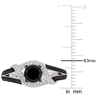Stella Grace 10k White Gold 1 Carat T.W. Black & White Diamond Split Shank Engagement Ring