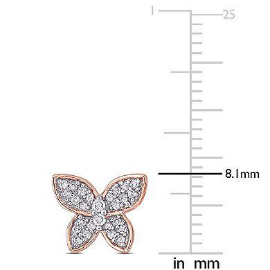 Stella Grace 10k Rose Gold 1/5 Carat T.W. Diamond Butterfly Stud Earrings