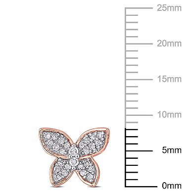Stella Grace 10k Rose Gold 1/5 Carat T.W. Diamond Butterfly Stud Earrings