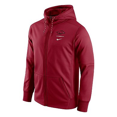 Men's Nike Cardinal Arkansas Razorbacks Logo Stack Performance Full-Zip Hoodie