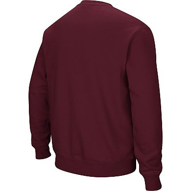 Men's Colosseum Maroon Mississippi State Bulldogs Arch & Logo Tackle Twill Pullover Sweatshirt