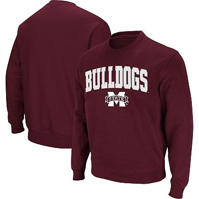 Men's Colosseum Maroon Mississippi State Bulldogs Arch & Logo Tackle Twill Pullover Sweatshirt