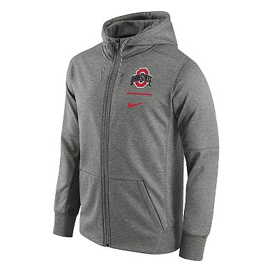 Men's Nike Heathered Gray Ohio State Buckeyes Logo Stack Performance Full-Zip Hoodie