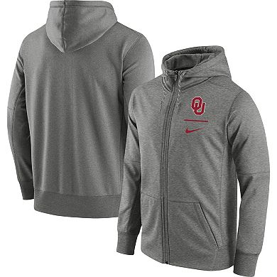 Men's Nike Heathered Gray Oklahoma Sooners Logo Stack Performance Full-Zip Hoodie