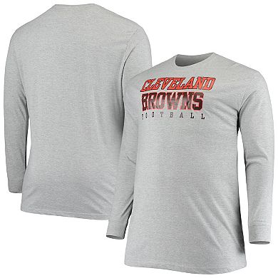 Men's Fanatics Branded Heathered Gray Cleveland Browns Big & Tall Practice Long Sleeve T-Shirt
