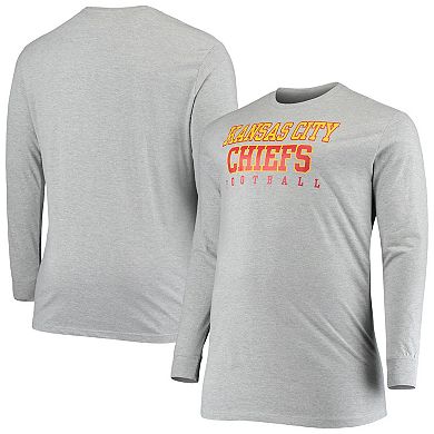 Men's Fanatics Branded Heathered Gray Kansas City Chiefs Big & Tall Practice Long Sleeve T-Shirt