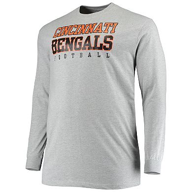 Men's Fanatics Branded Heathered Gray Cincinnati Bengals Big & Tall Practice Long Sleeve T-Shirt