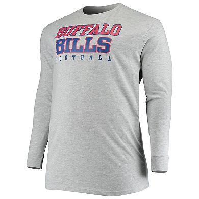 Men's Fanatics Branded Heathered Gray Buffalo Bills Big & Tall Practice Long Sleeve T-Shirt