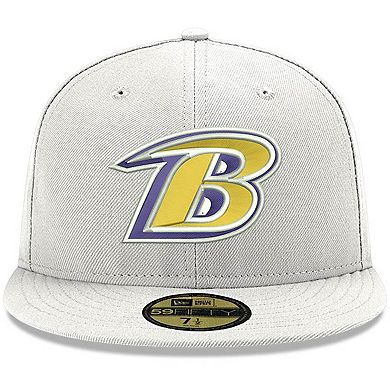 Men's New Era White Baltimore Ravens Omaha Lettermark 59FIFTY Fitted Hat