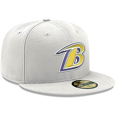 Men's New Era White Baltimore Ravens Omaha Lettermark 59FIFTY Fitted Hat