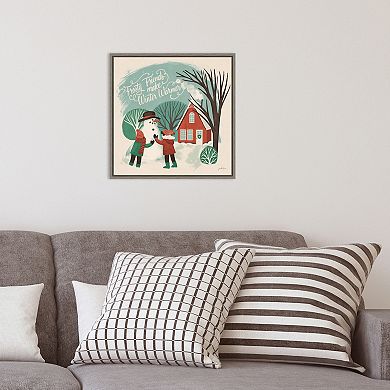 Amanti Art Winter Bliss III Snowman Framed Canvas Wall Art