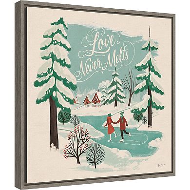 Amanti Art Winter Bliss V Ice Skating Framed Canvas Wall Art