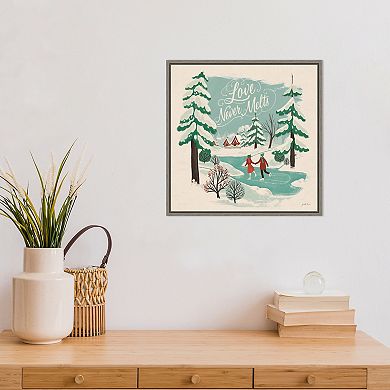 Amanti Art Winter Bliss V Ice Skating Framed Canvas Wall Art