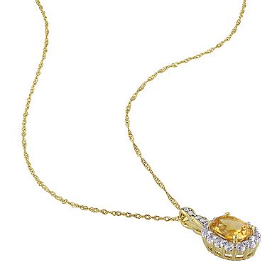 Stella Grace 14k Gold Citrine, White Topaz & Diamond Accent Vintage Pendant Necklace