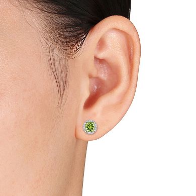 Stella Grace 10k Gold Peridot & Diamond Accent Halo Earrings