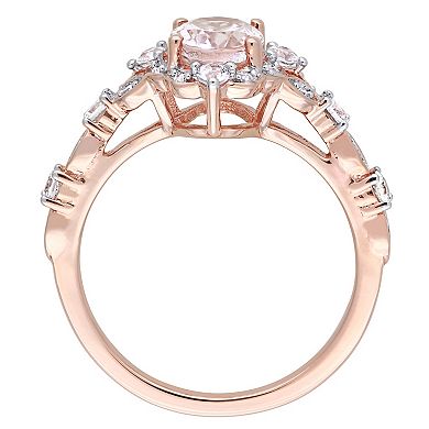 Stella Grace 10k Rose Gold Morganite, White Sapphire & Diamond Accent Vintage Halo Ring
