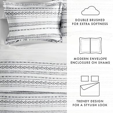 Home Collection Premium Ultra Soft Geo Threads Pattern Duvet Cover Set