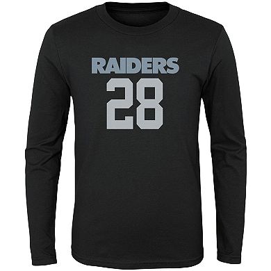 Youth Josh Jacobs Black Las Vegas Raiders Mainliner Player Name & Number Long Sleeve T-Shirt