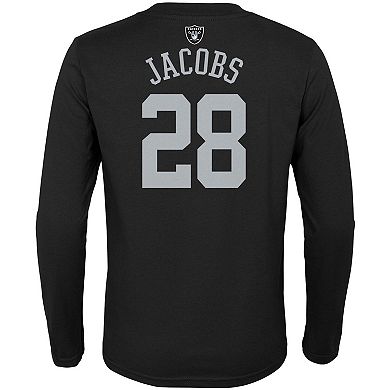 Youth Josh Jacobs Black Las Vegas Raiders Mainliner Player Name & Number Long Sleeve T-Shirt