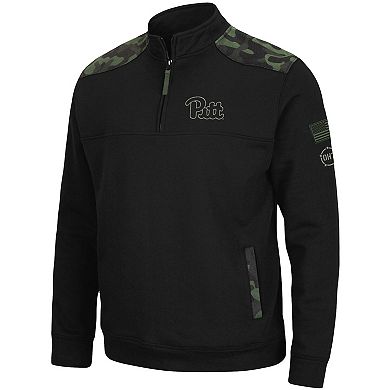 Men's Colosseum Black Pitt Panthers OHT Military Appreciation Commo Fleece Quarter-Zip Jacket