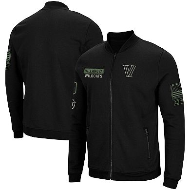 Men's Colosseum Black Villanova Wildcats OHT Military Appreciation High-Speed Bomber Full-Zip Jacket