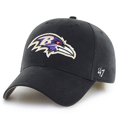 Youth '47 Black Baltimore Ravens Basic MVP Adjustable Hat