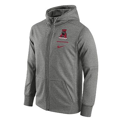 Men's Nike Heathered Gray Alabama Crimson Tide Throwback Primary Logo Stack Performance Full-Zip Hoodie