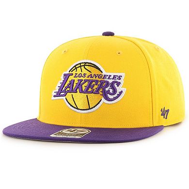 Men's '47 Gold/Purple Los Angeles Lakers Two-Tone No Shot Captain Snapback Hat