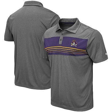 Men's Colosseum Heathered Charcoal ECU Pirates Smithers Polo