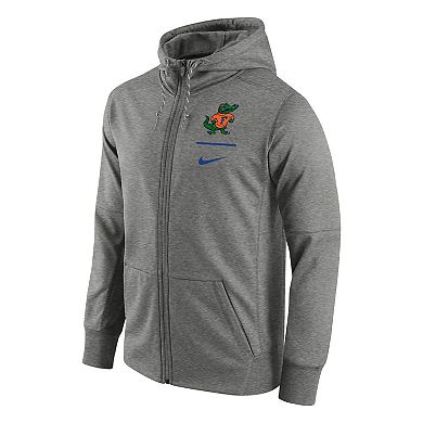 Men's Nike Heathered Gray Florida Gators Throwback Alternate Logo Stack Performance Full-Zip Hoodie