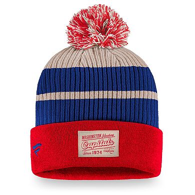 Men's Fanatics Branded Red Washington Capitals True Classics Cuffed Knit Hat with Pom