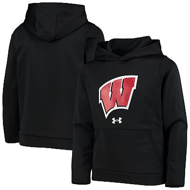 Men's Under Armour Black Wisconsin Badgers Logo Pullover Hoodie