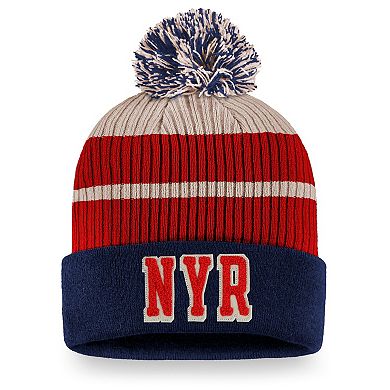 Men's Fanatics Branded Blue New York Rangers True Classics Cuffed Knit Hat with Pom