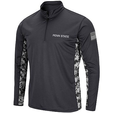 Men's Colosseum Charcoal Penn State Nittany Lions OHT Military Appreciation Digital Camo Lightweight Quarter-Zip Pullover