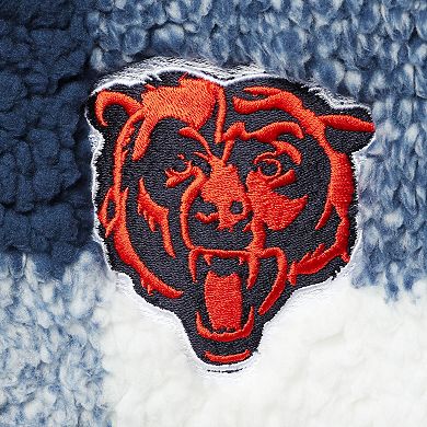 Women's G-III 4Her by Carl Banks Navy Chicago Bears Sherpa Plaid Quarter-Zip Jacket