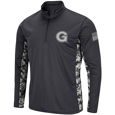 Men's Colosseum Charcoal Georgetown Hoyas OHT Military Appreciation Digi Camo Quarter-Zip Jacket