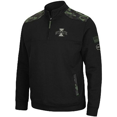 Men's Colosseum Black Iowa State Cyclones OHT Military Appreciation Commo Fleece Quarter-Zip Jacket