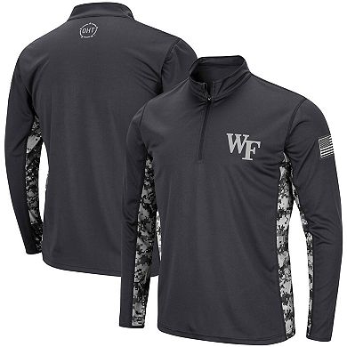 Men's Colosseum Charcoal Wake Forest Demon Deacons OHT Military Appreciation Digital Camo Lightweight Quarter-Zip Pullover